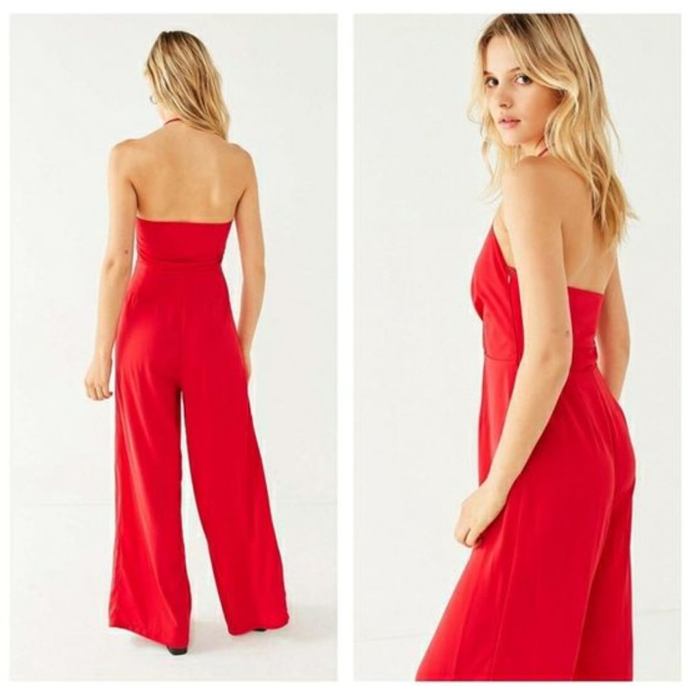 Urban Outfitters~ Red Halter Wide Leg Jumpsuit